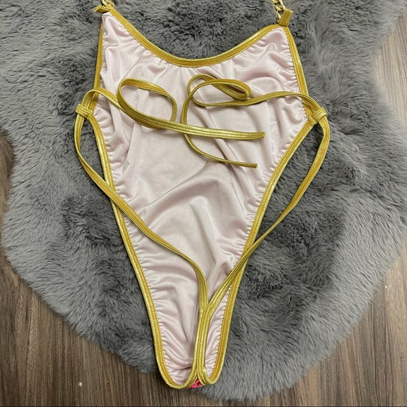 Pink monogram double G pink one piece swimsuit - Picture 5 of 9